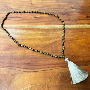 Elegant Beaded Necklace with Tassel